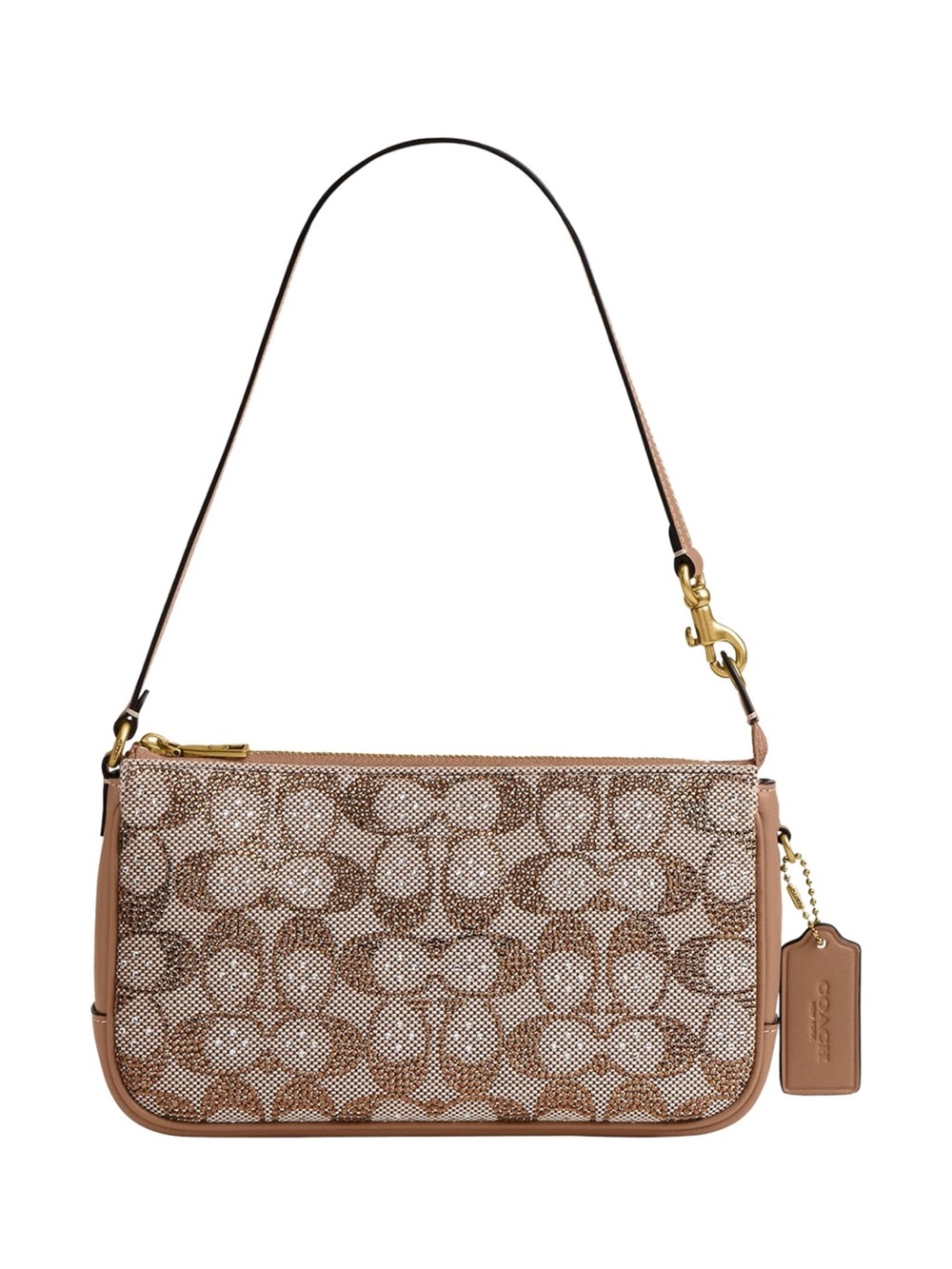 New Coach Crystal Signature Jacquard Plaza Bag Brown Mushroom